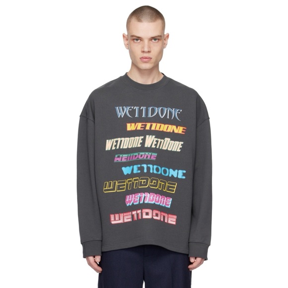 WE11DONE Gray Printed sweater